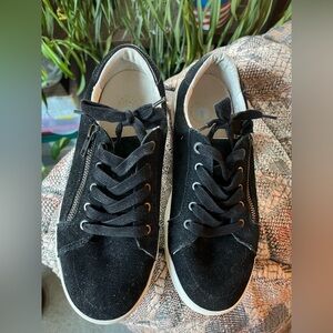 Black Lace-Up Sneakers with side zip